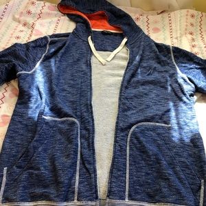 Blue and White Nautica Men’s LT Hooded Jacket